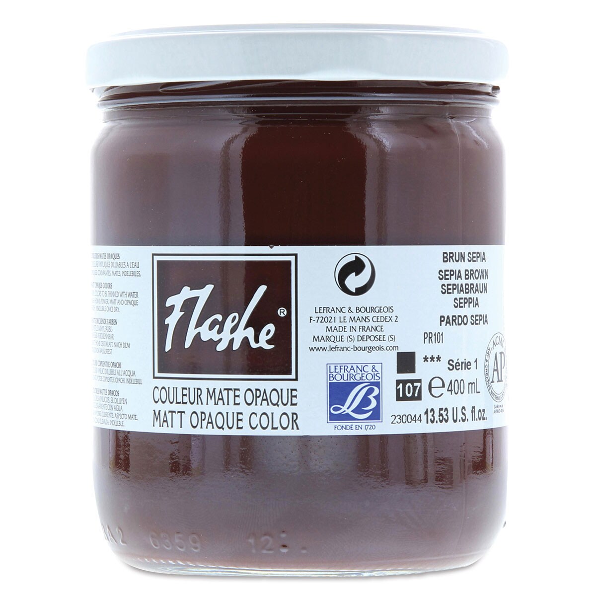 Lefranc & Bourgeois Flashe Vinyl Paint - Sepia Brown, 400 ml jar