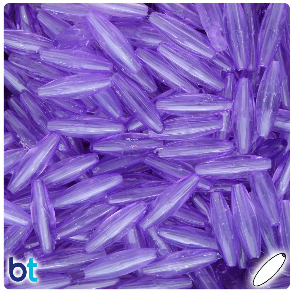 BeadTin Pale Amethyst Transparent 19mm Spaghetti Plastic Craft Beads