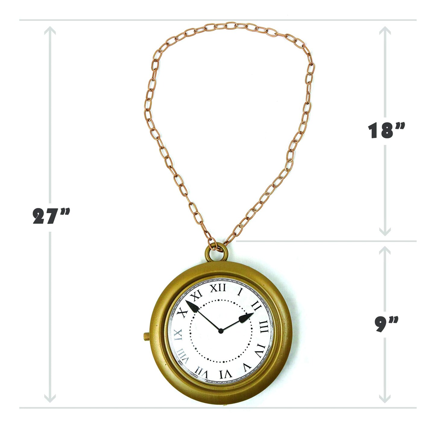 Jumbo Gold Clock Necklace - White Rabbit Clock, Hip Hop Rapper Clock - 1 Piece