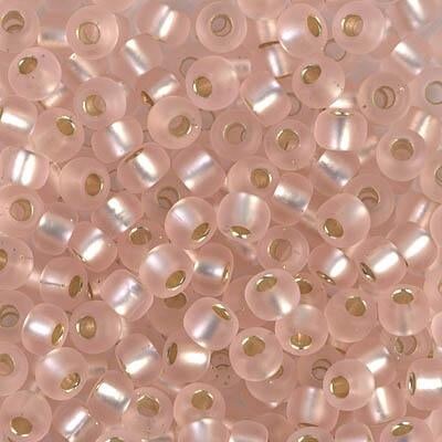 Miyuki 6 Round Seed Bead, 6-23F, Matte Silver Lined Light Blush
