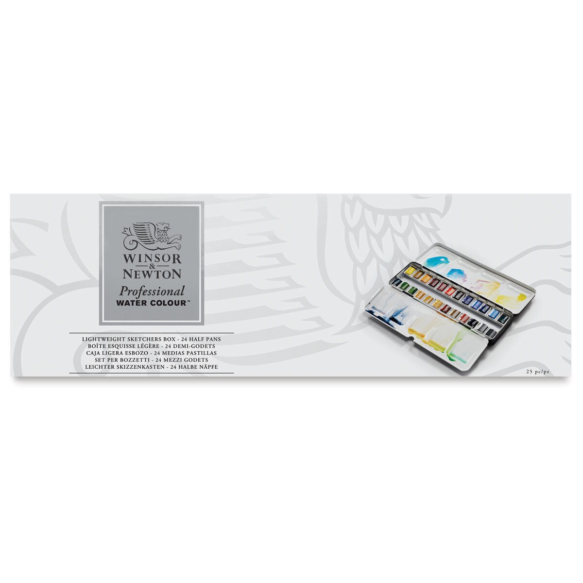 Winsor & Newton Professional Watercolor - Set of 24 Complete Travel Tin, Assorted, Half Pans