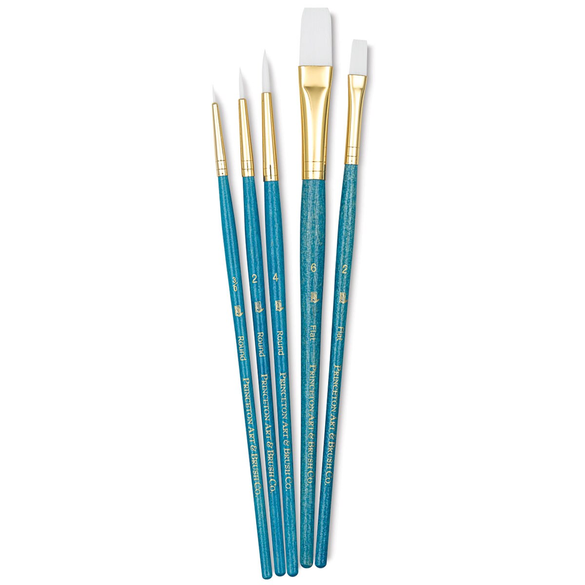 Princeton Real Value Brush Set - 9174, White Taklon, Short Handle, Set of 5