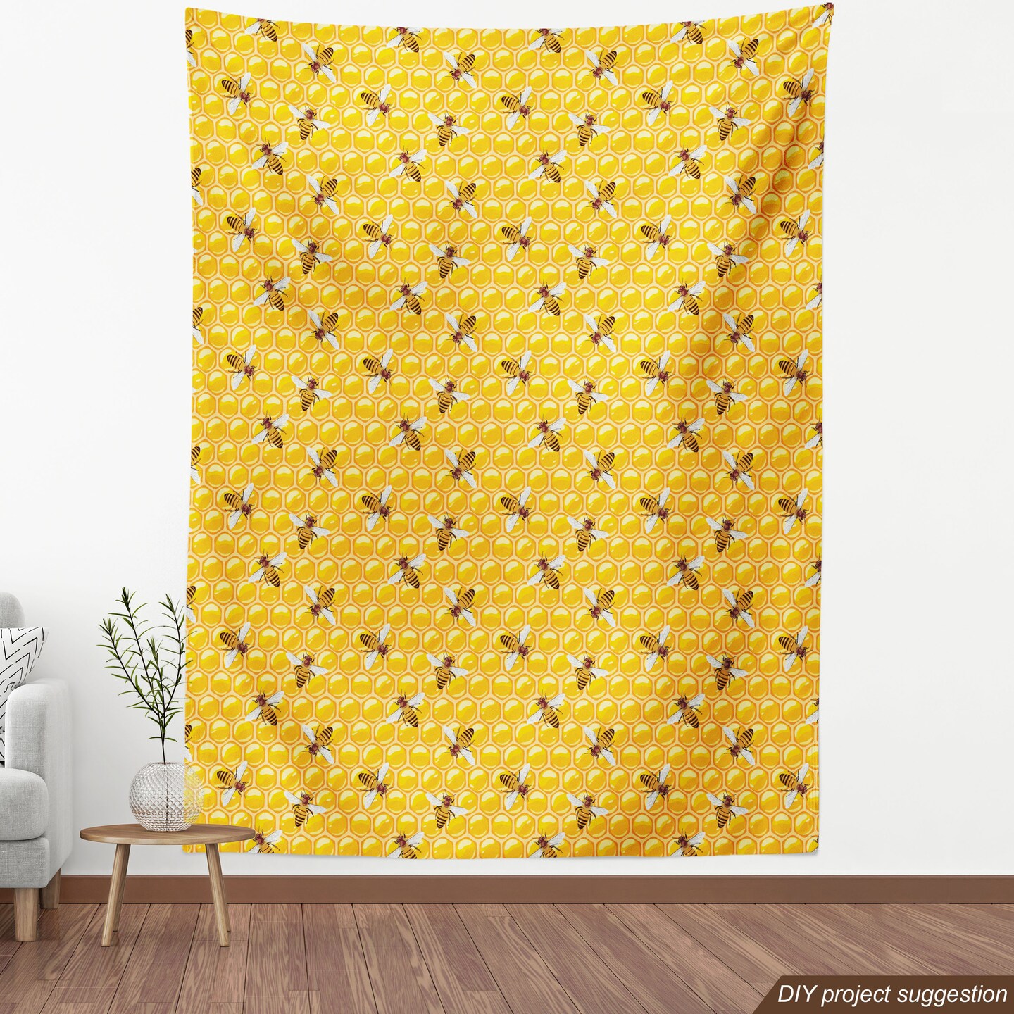 Ambesonne Bee Fabric by The Yard, Honeybees Working on Honeycomb Hard  Worker Insects Illustration Print, Decorative Fabric for Upholstery and  Home