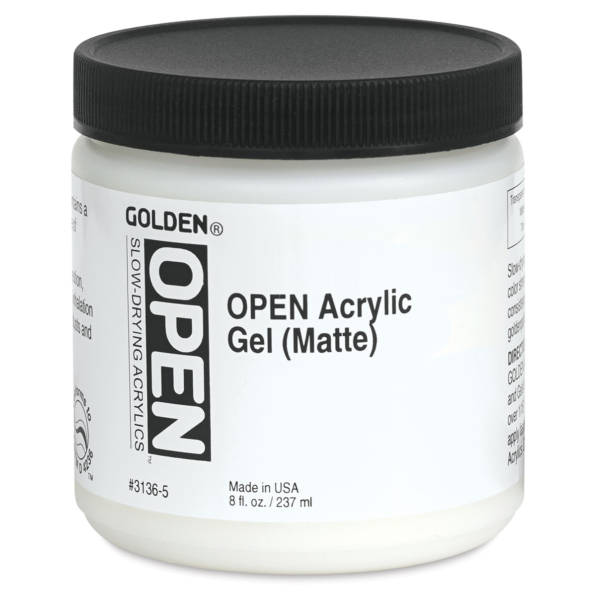 Golden Open Acrylic Gel Medium - Matte, 8 oz jar