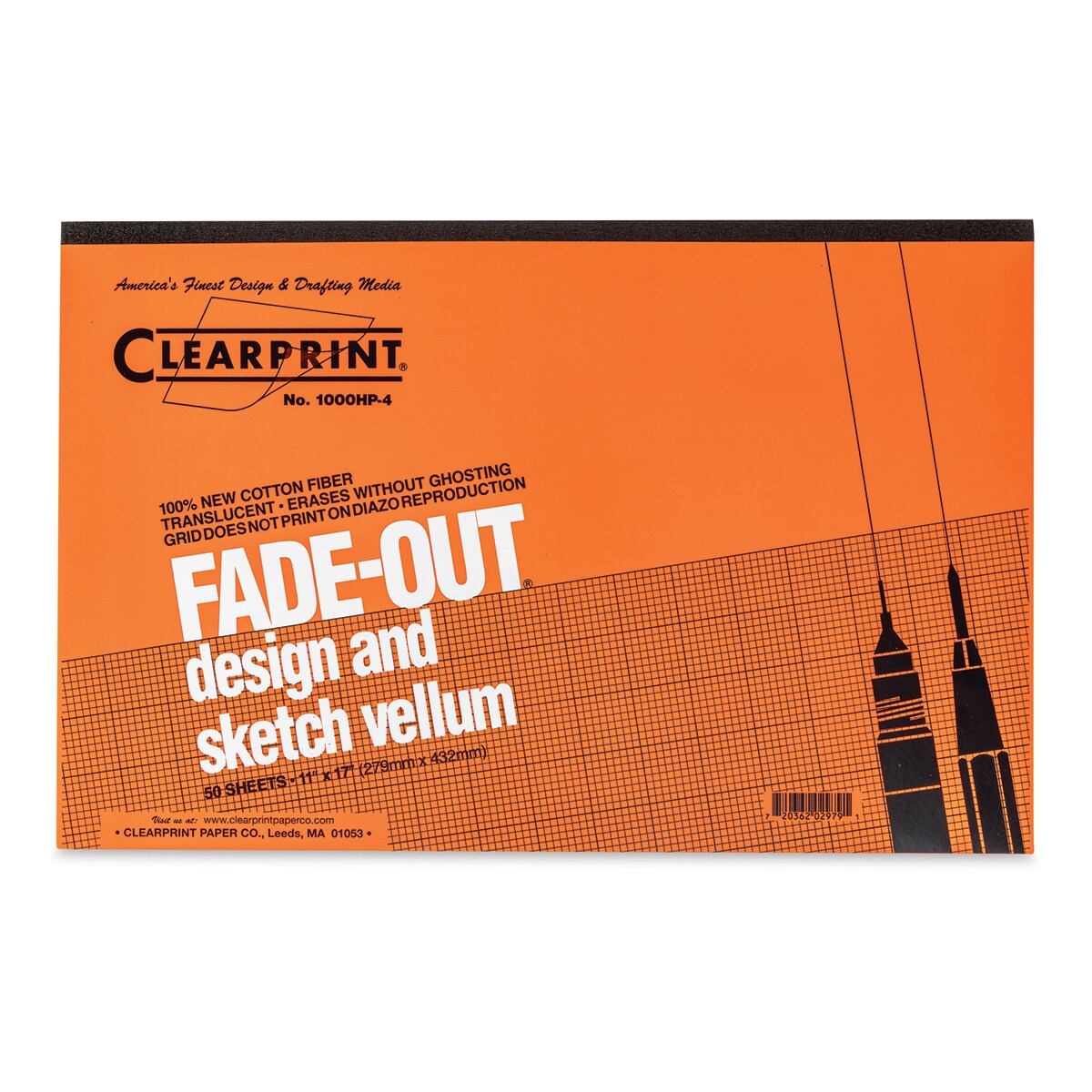 Clearprint Drafting and Design Fade-Out Vellum - 11&#x22; x 17&#x22;, 4 x 4 Grid, 50 Sheets