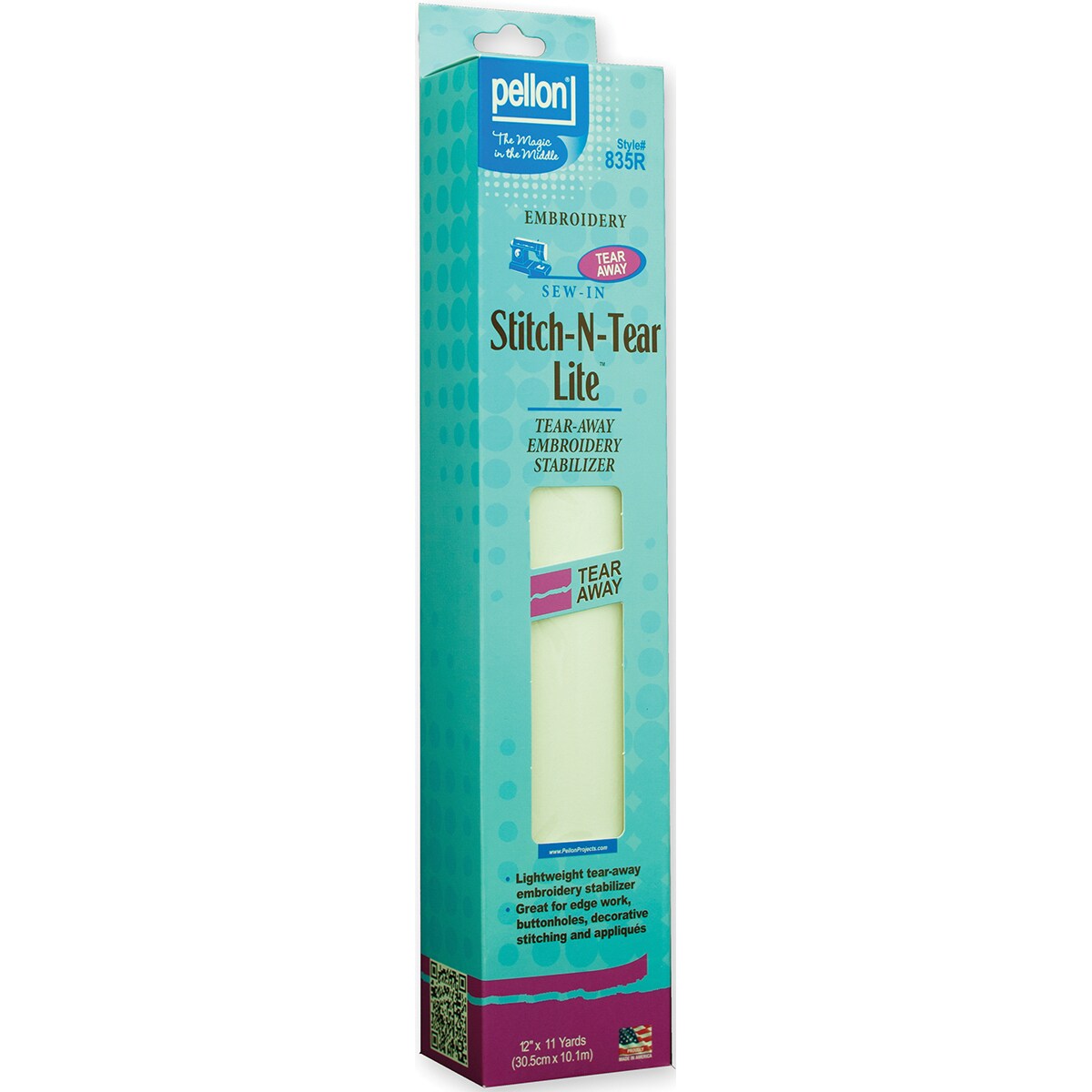 Pellon Stitch-N-Tear Lite Tear Away Embroidery Stabilizer-White 12&#x22;X11yd