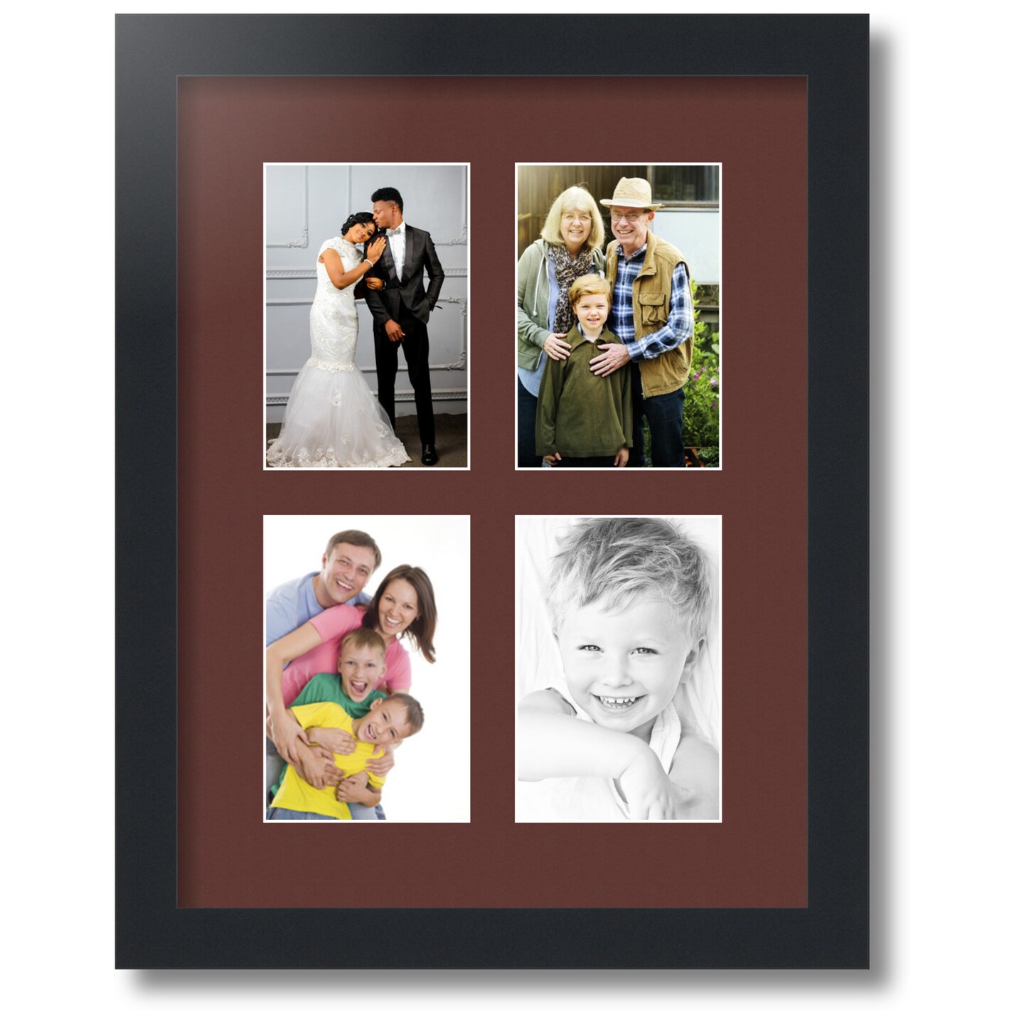 ArtToFrames Collage Photo Picture Frame with 4 - 4x6 inch Openings, Framed in Black with Over 62 Mat Color Options and Regular Glass (CSM-3926-2)