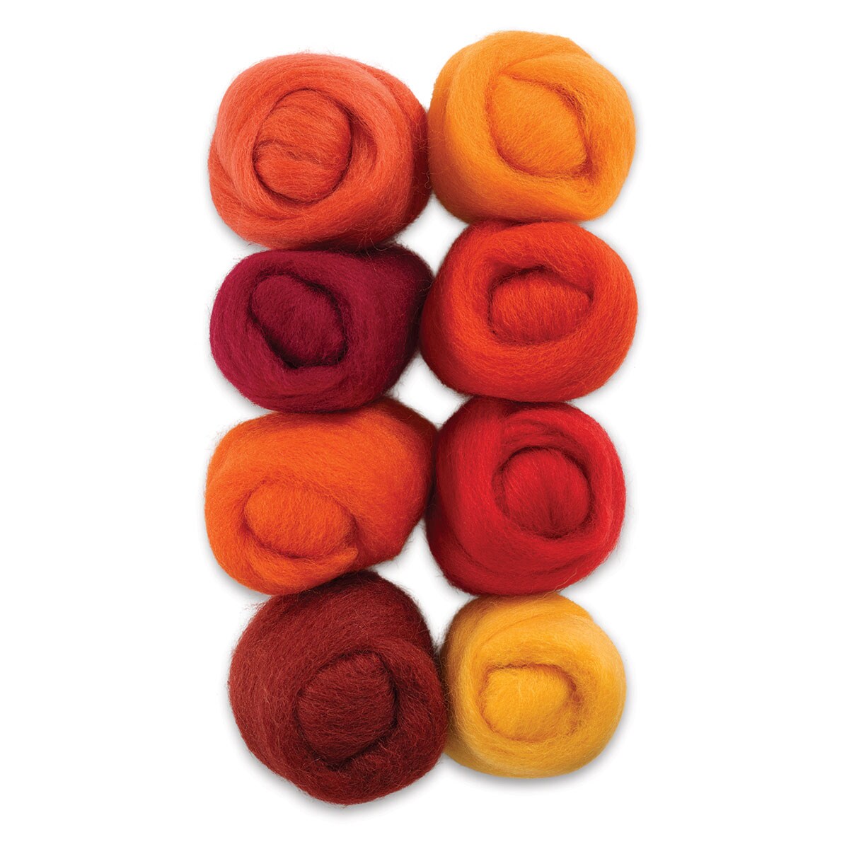 Wistyria Editions 100% Wool Roving - Fire, Pkg of 8