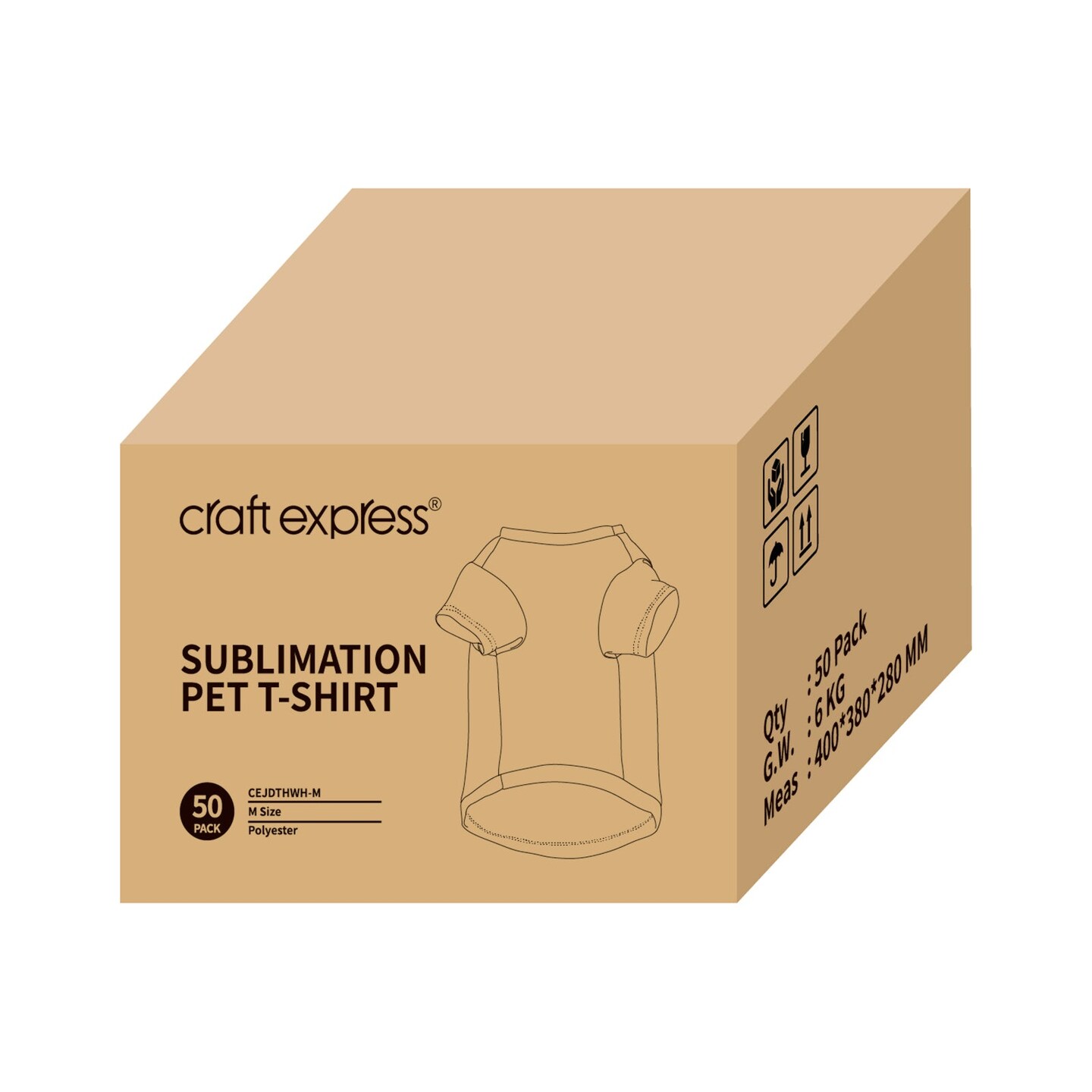Craft Express 2 Pack of Medium White Sublimation Pet T-Shirts