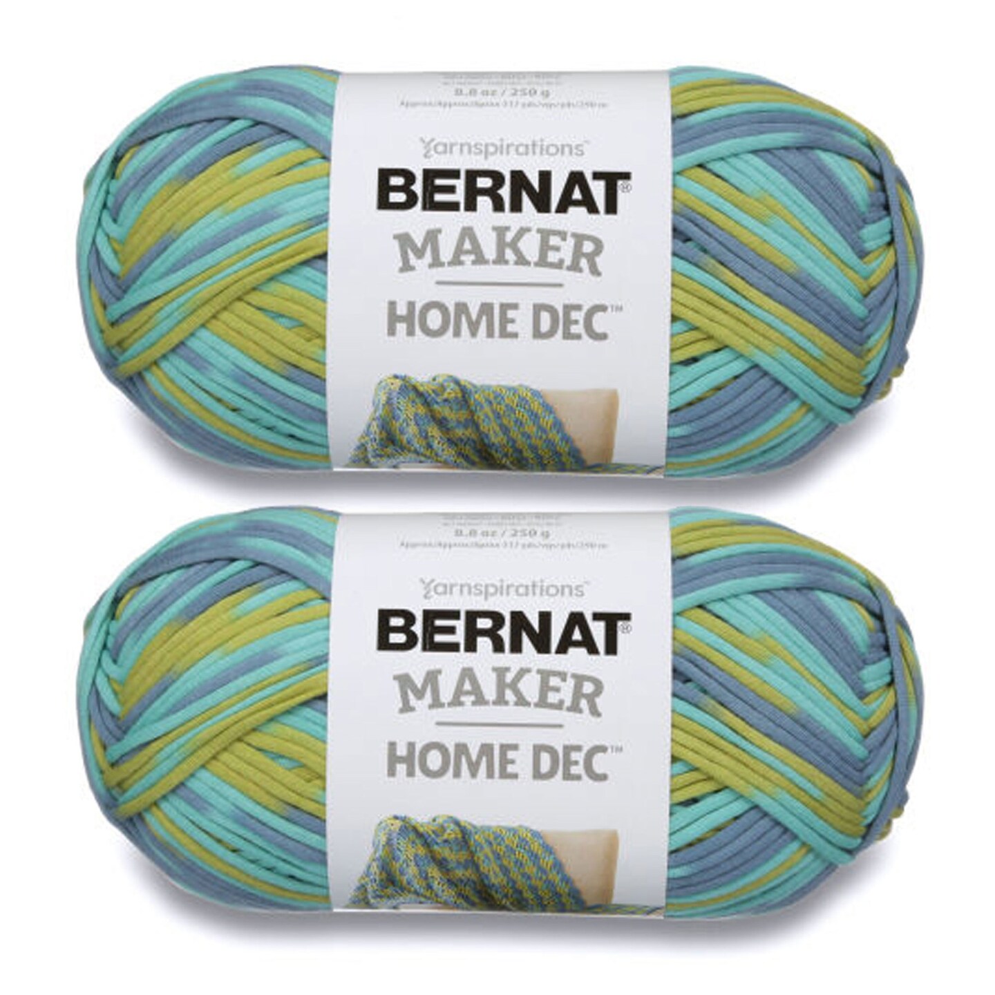 Bernat Maker Home Dec Pacific Varg Yarn 2 Pack of 250g 8.8oz Cotton 5 Bulky 317 Yards Knitting Crochet