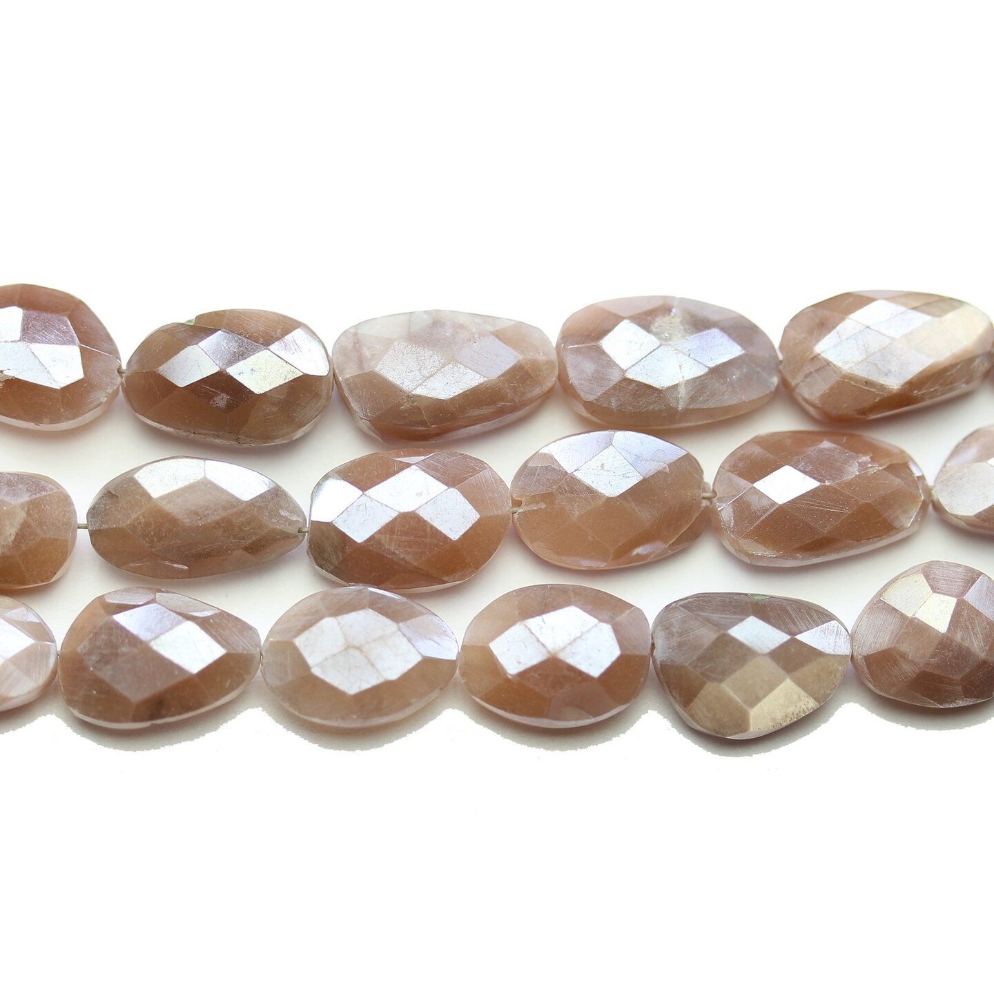 Faceted Natural Mystic Moonstone with Luster Oval 9x12mm Beads