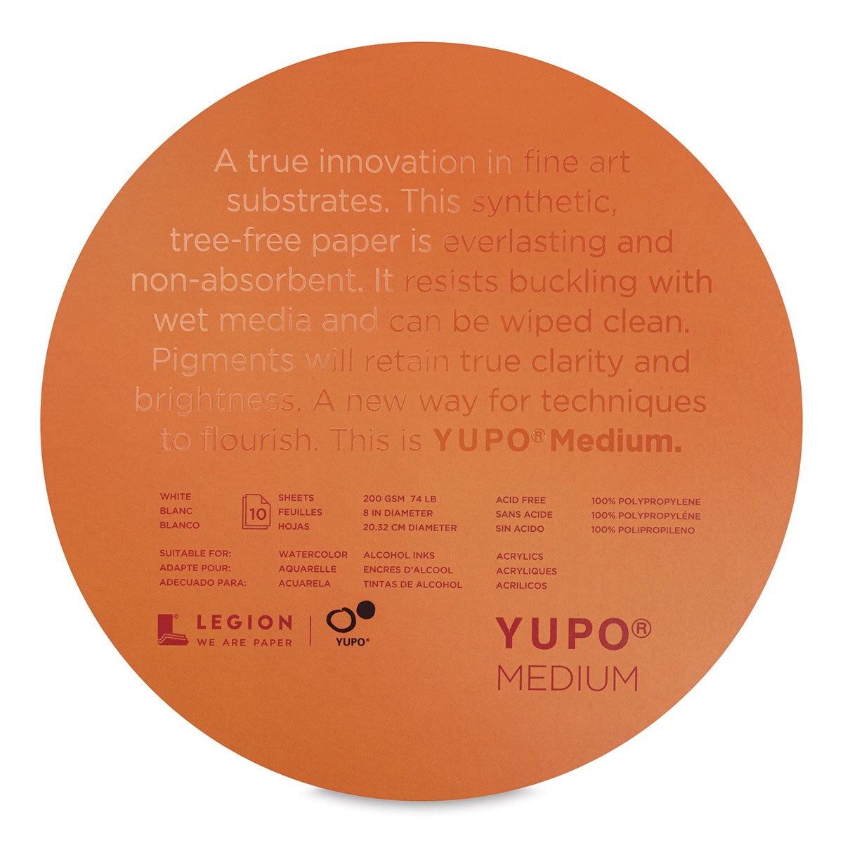 Legion Yupo Round Synthetic Paper - 8&#x22;, 10 Sheets