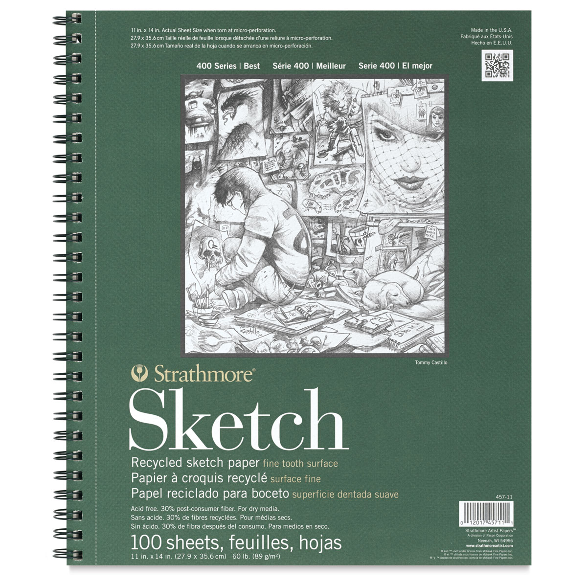 Strathmore 400 Series Recycled Sketch Pad - 11&#x22; x 14&#x22;, Portrait, 100 Sheets