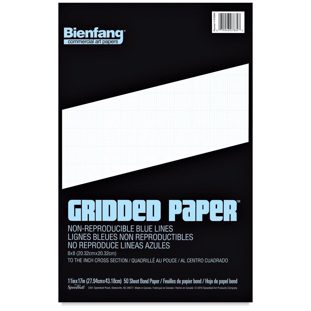 Bienfang Gridded Paper Pad - 8 x 8 Grid, 11" x 17", 50 Sheets