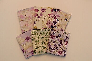Enchanted Beautiful Purple Floral Fat Quarter Bundled of 6 by Benartex