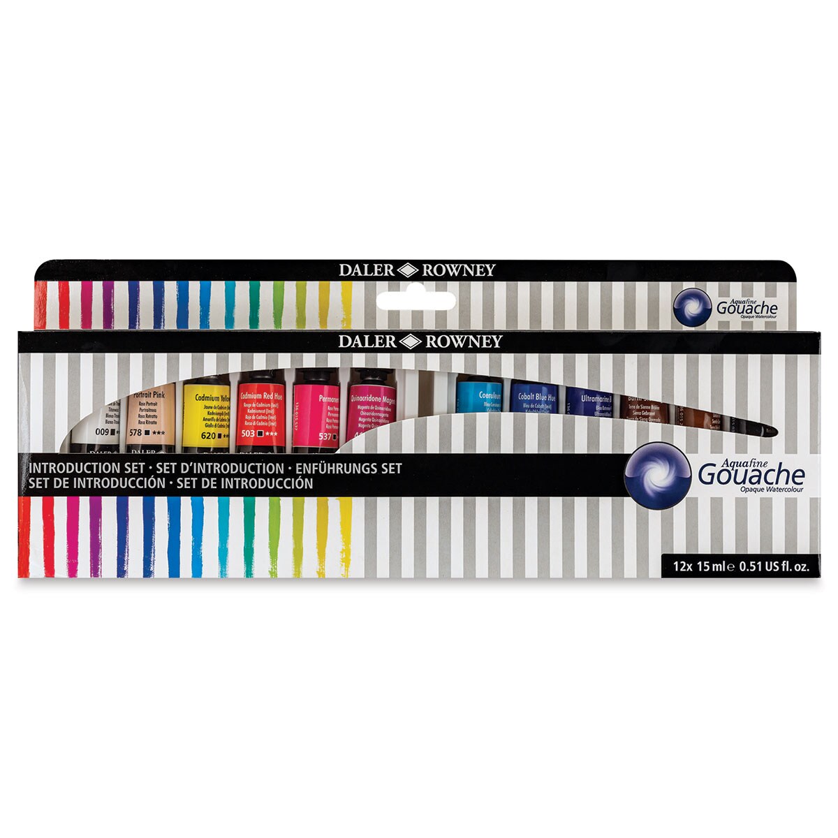 DalerRowney Aquafine Gouache Set of 12, Assorted Colors, 15 ml, Tube