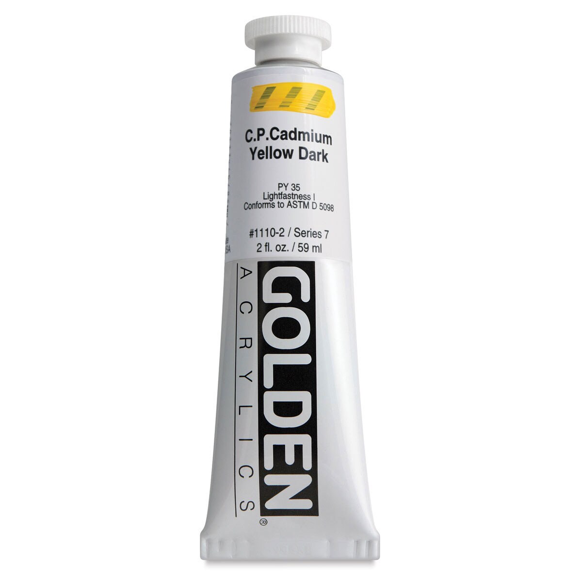Golden Heavy Body Artist Acrylics - Cadmium Yellow Dark, 2 oz Tube
