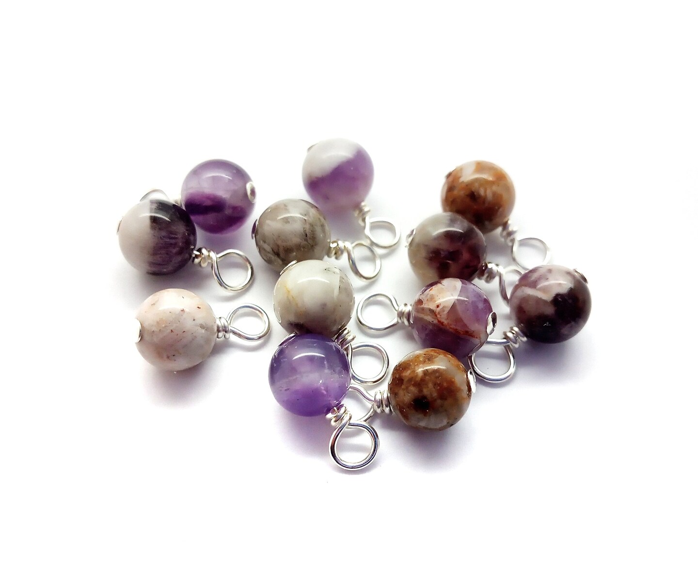 Chevron Amethyst 6mm Bead Dangles, Small Gemstone Charms, 5 or 10 pieces, Adorabilities Michaels