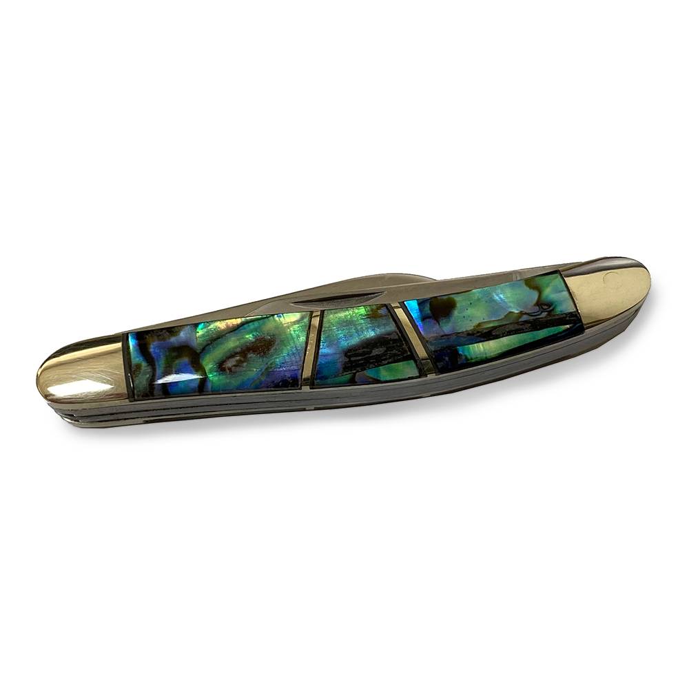 Lehman&#x27;s Grandpa&#x27;s Small Dress Knife Blue Green Abalone Stainless Steel Blade 2 1/8&#x22;