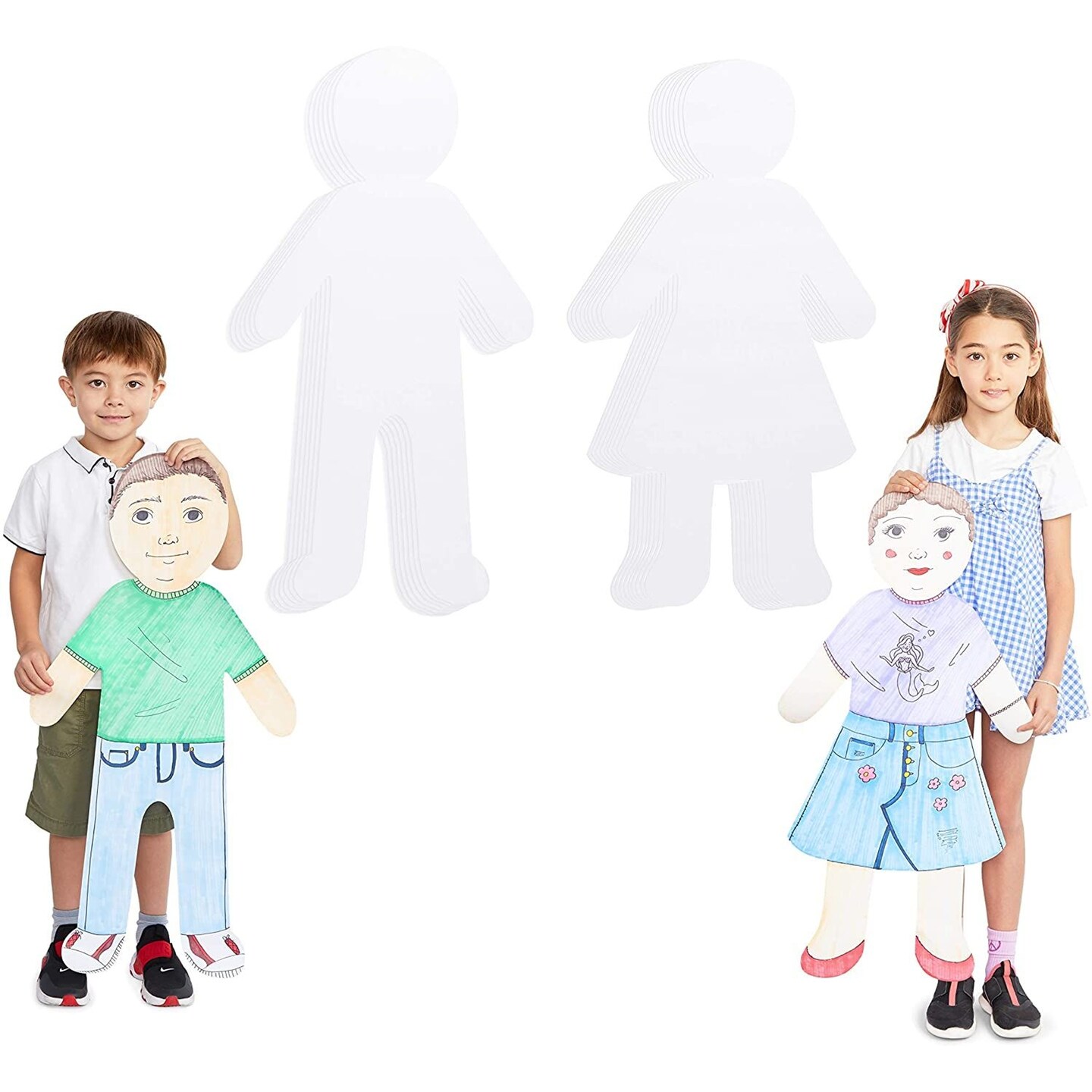 Bright Creations Large Paper People Cutouts for Diversity Crafts, Self Portraits (17.5 x 35 in, 24 Pack)