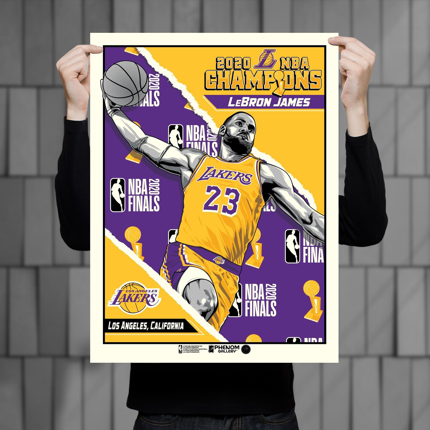 Phenom Gallery Los Angeles Lakers 2020 NBA Champions LeBron James 18&#x22; x 24&#x22; Serigraph