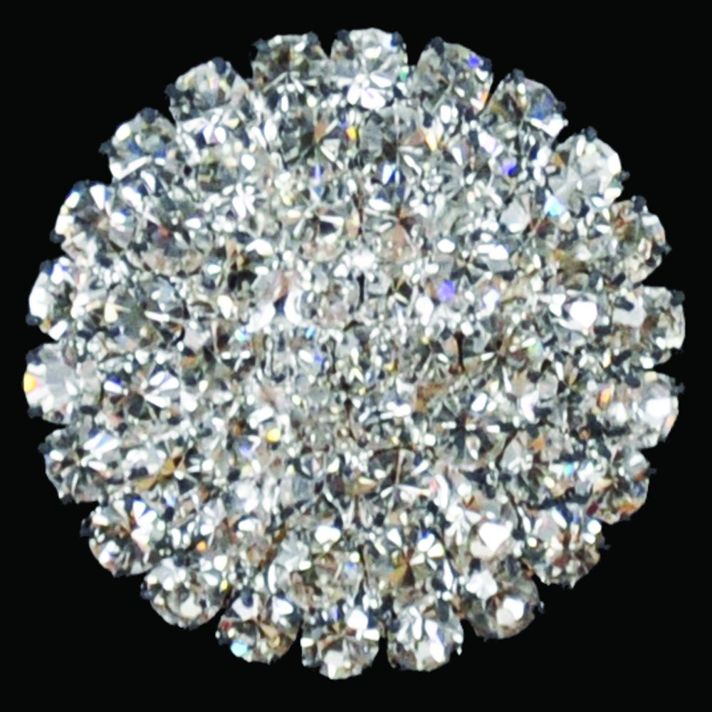 Belagio Rhinestone Shank Button, 0.75" Diameter, 1 Piece, Cluster Design, Silver/Crystal