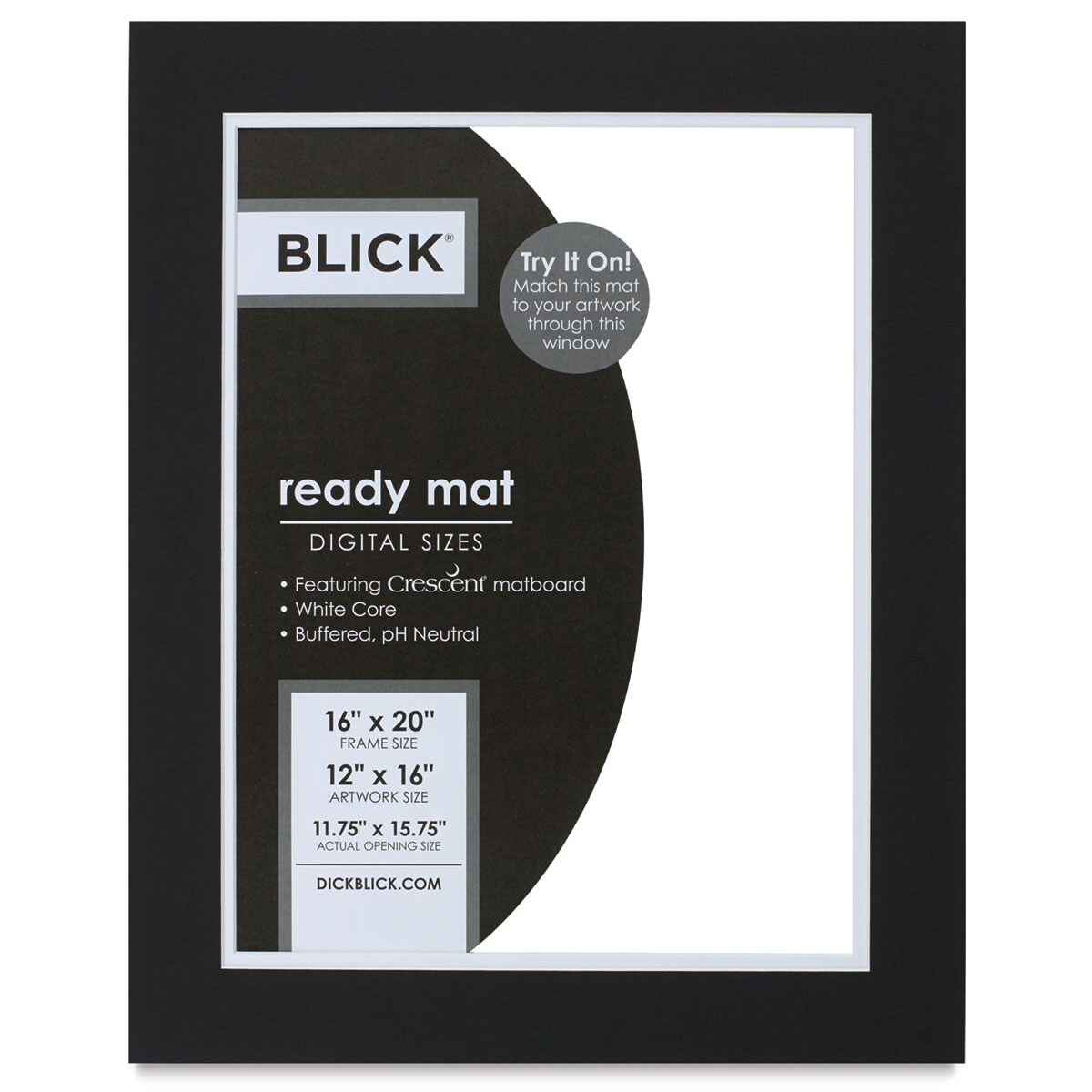 Blick Double Mat - Smooth Black/Smooth White, 16&#x22; x 20&#x22; (12&#x22; x 16&#x22; opening)
