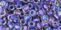 Toho 6/0 Round Japanese Seed Bead, #265, Inside Color AB Crystal/MetallInside Color Purple Lined, 20 grams