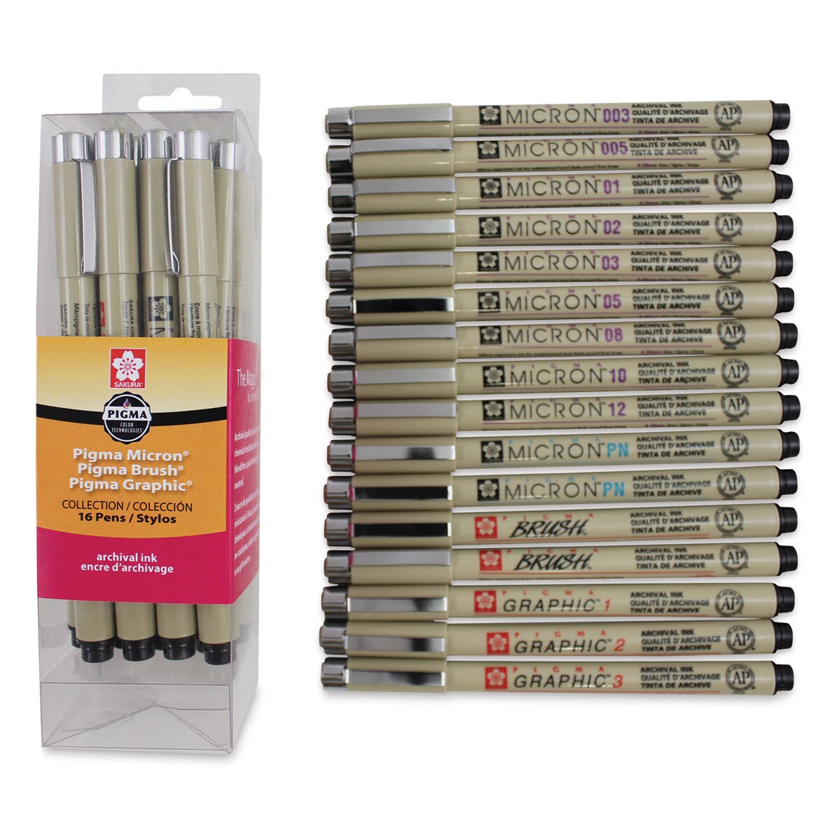 Sakura Pigma Micron Pens - Set of 16, Black, Assorted