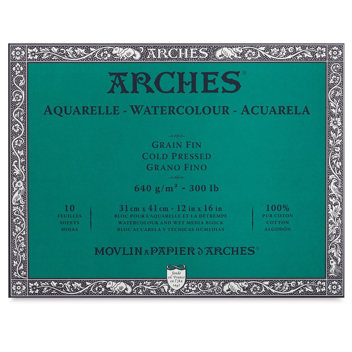 Arches Watercolor Block - 12" x 16", 300 lb, Cold Press, 10 Sheets