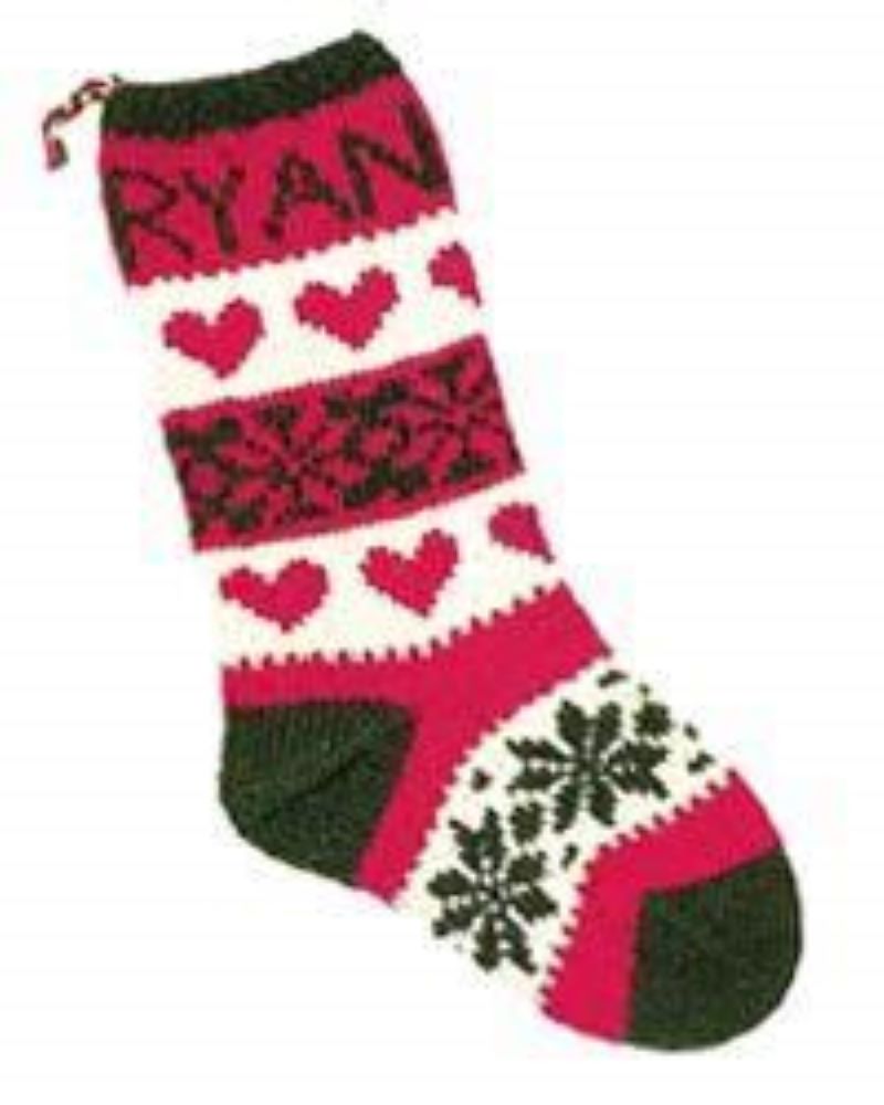 Candide Holiday Hearts Knitted Christmas Stocking Kit - 100% Wool Yarn