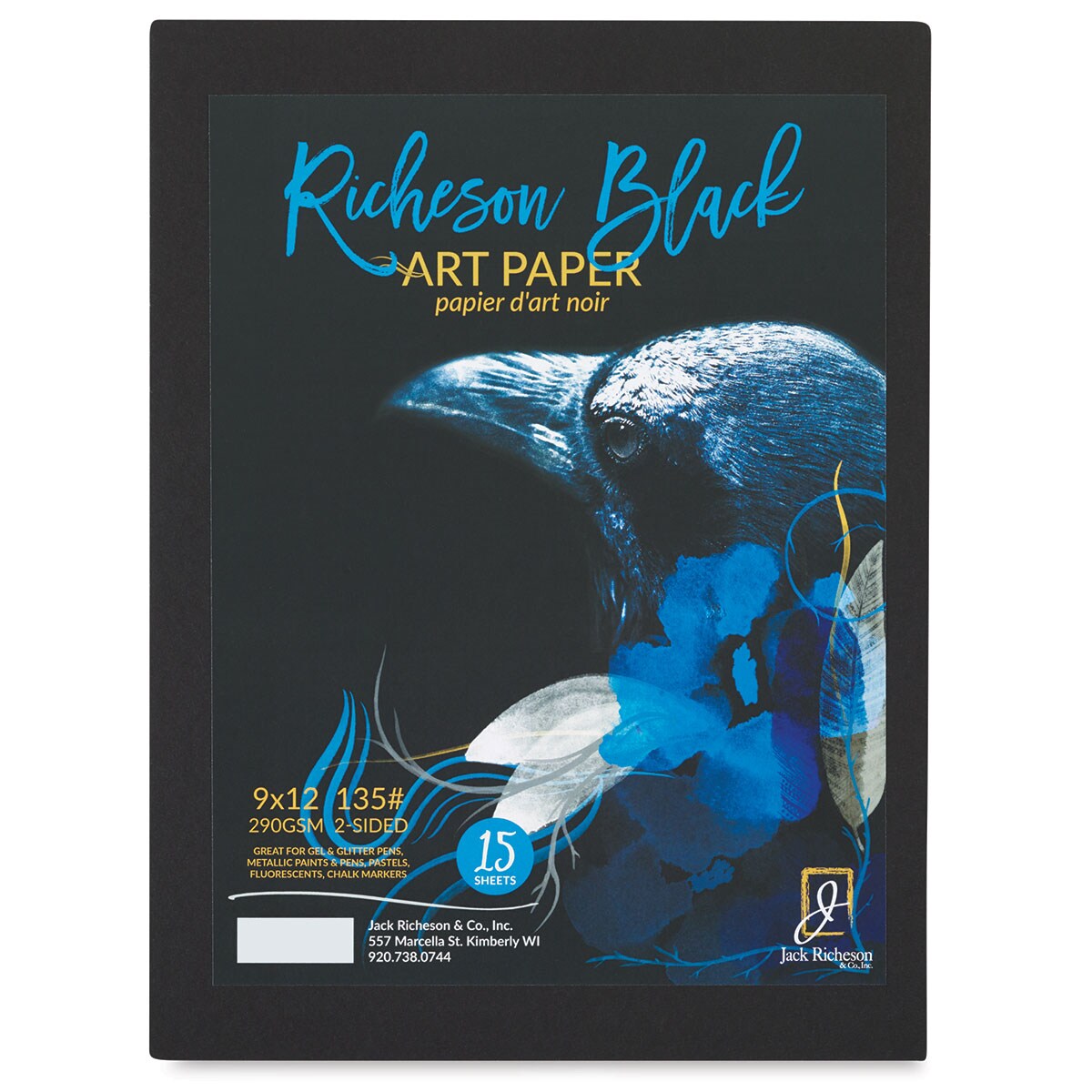 Richeson Black Art Paper Bulk Pack - 9&#x22; x 12&#x22;, 15 Sheets, 135 lb