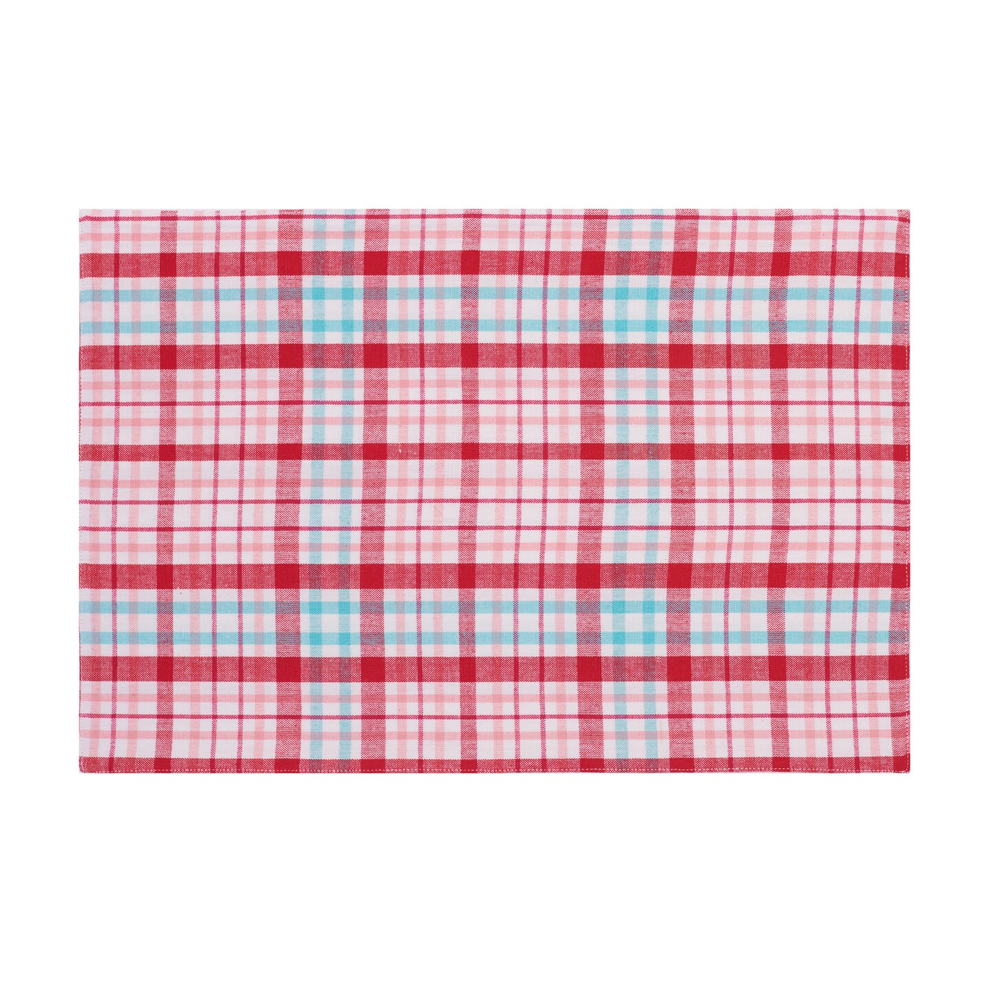 Love Struck Plaid Single Placemat Cotton Machine Washable Tabletop Decorative Dinner Table Mats Red Pink Blue Gingham Cloth Valentine&#x27;s Day
