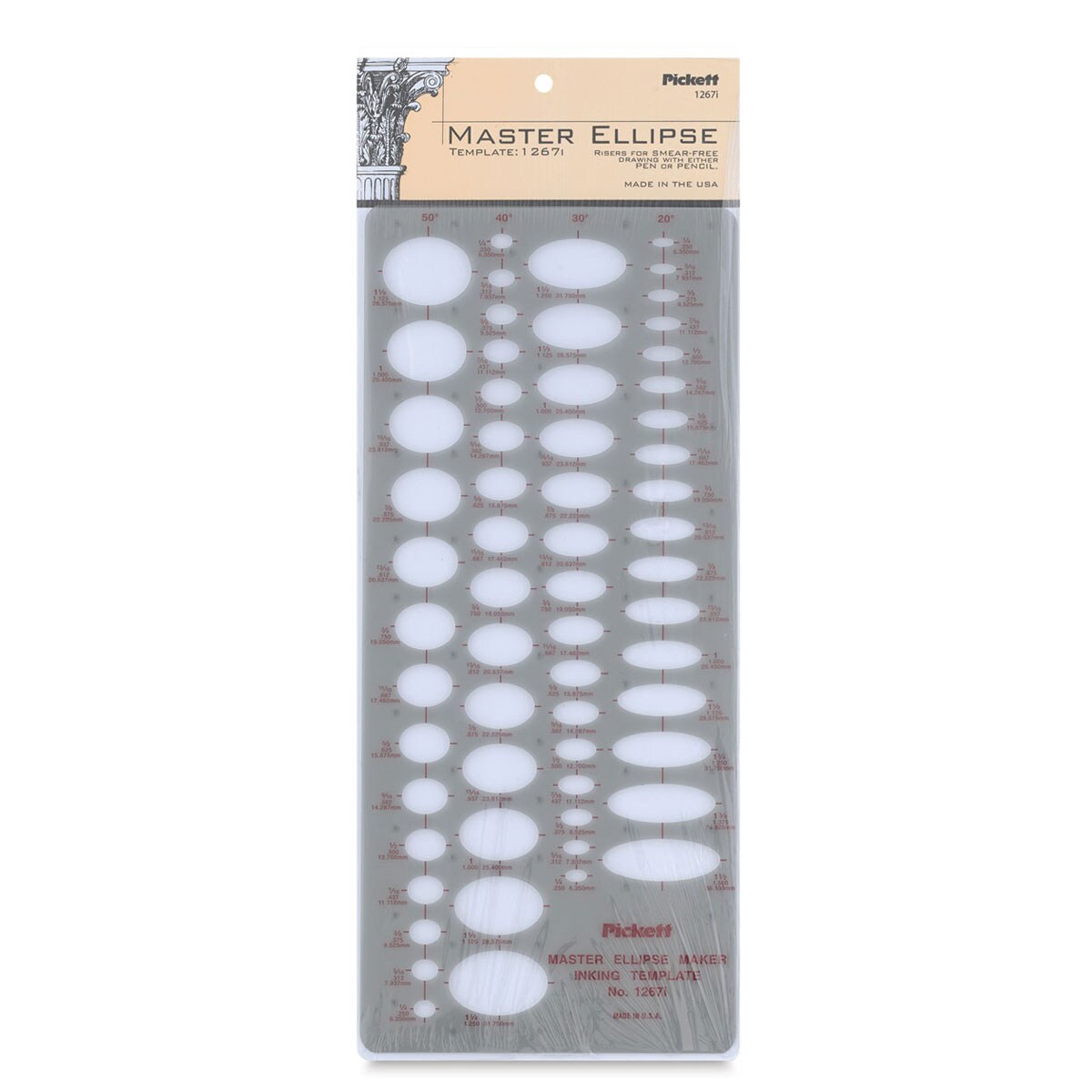 Chartpak Pickett Template - 1267i Master Ellipse Maker (20° to 50°)