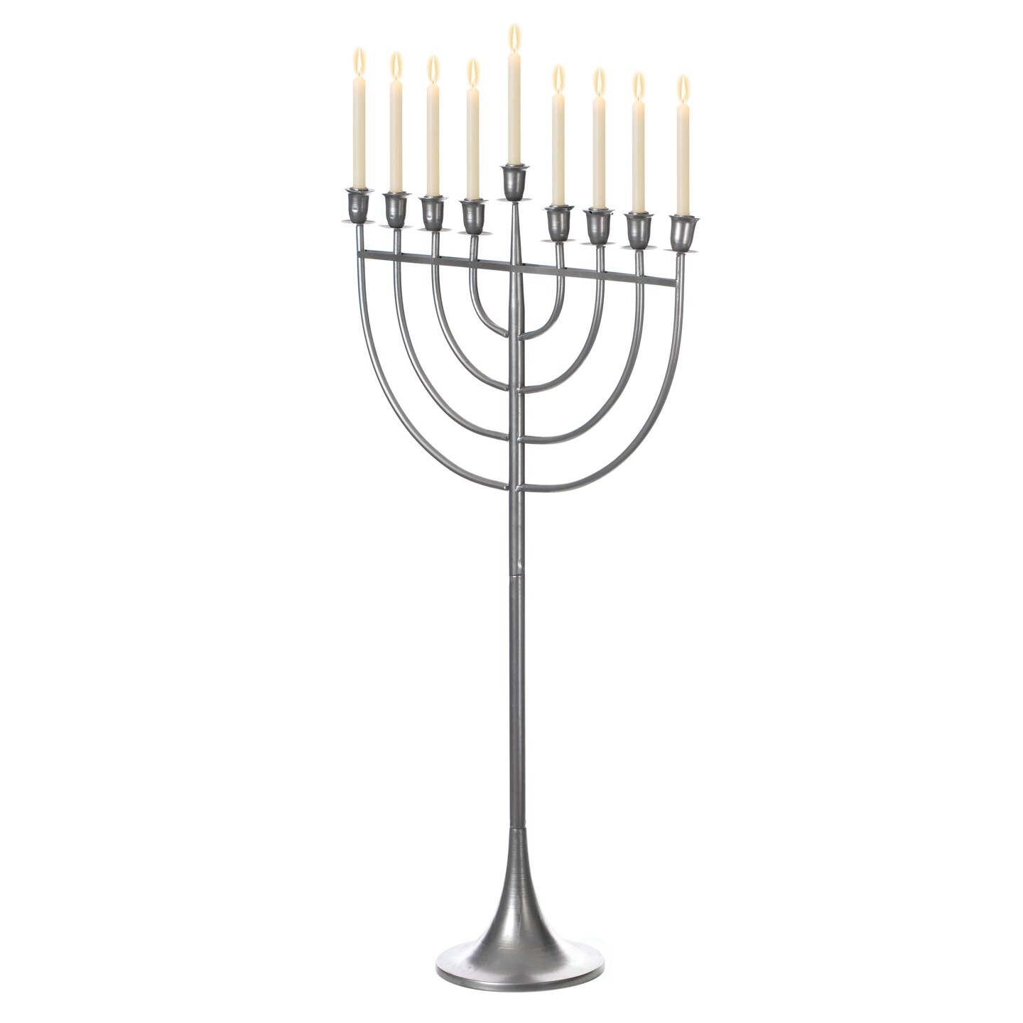 Modern Solid Metal Judaica Hanukkah Menorah 9 Branched Candelabra