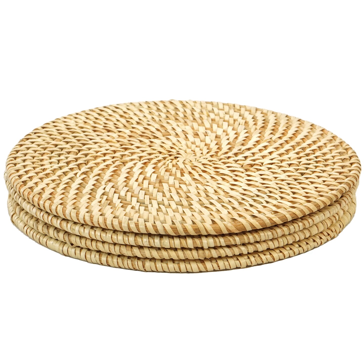 Set of 4 Decorative Round Natural Woven Handmade Rattan Placemats