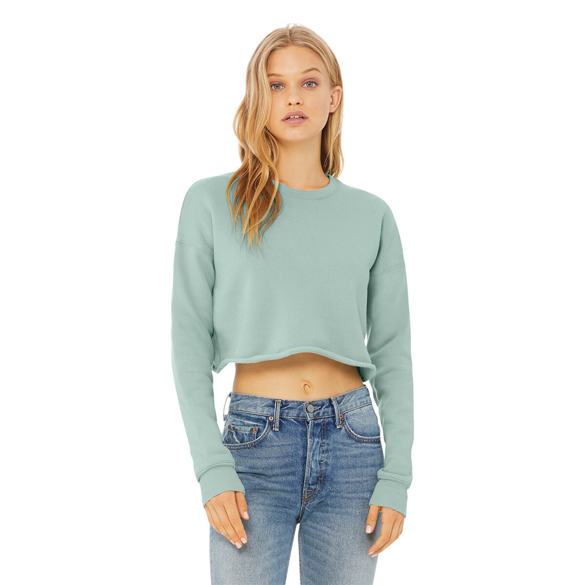 Bella Canvas Cropped Crew Fleece - Dusty Blue, Small | Michaels