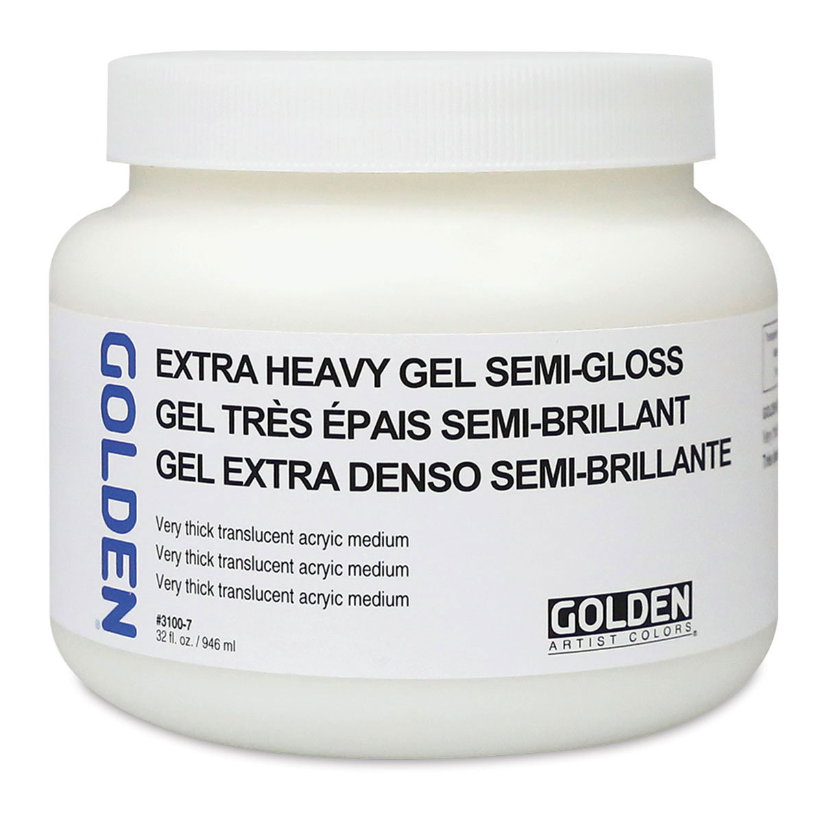 Golden Extra Heavy Acrylic Gel Medium - Semi-Gloss, 32 oz jar