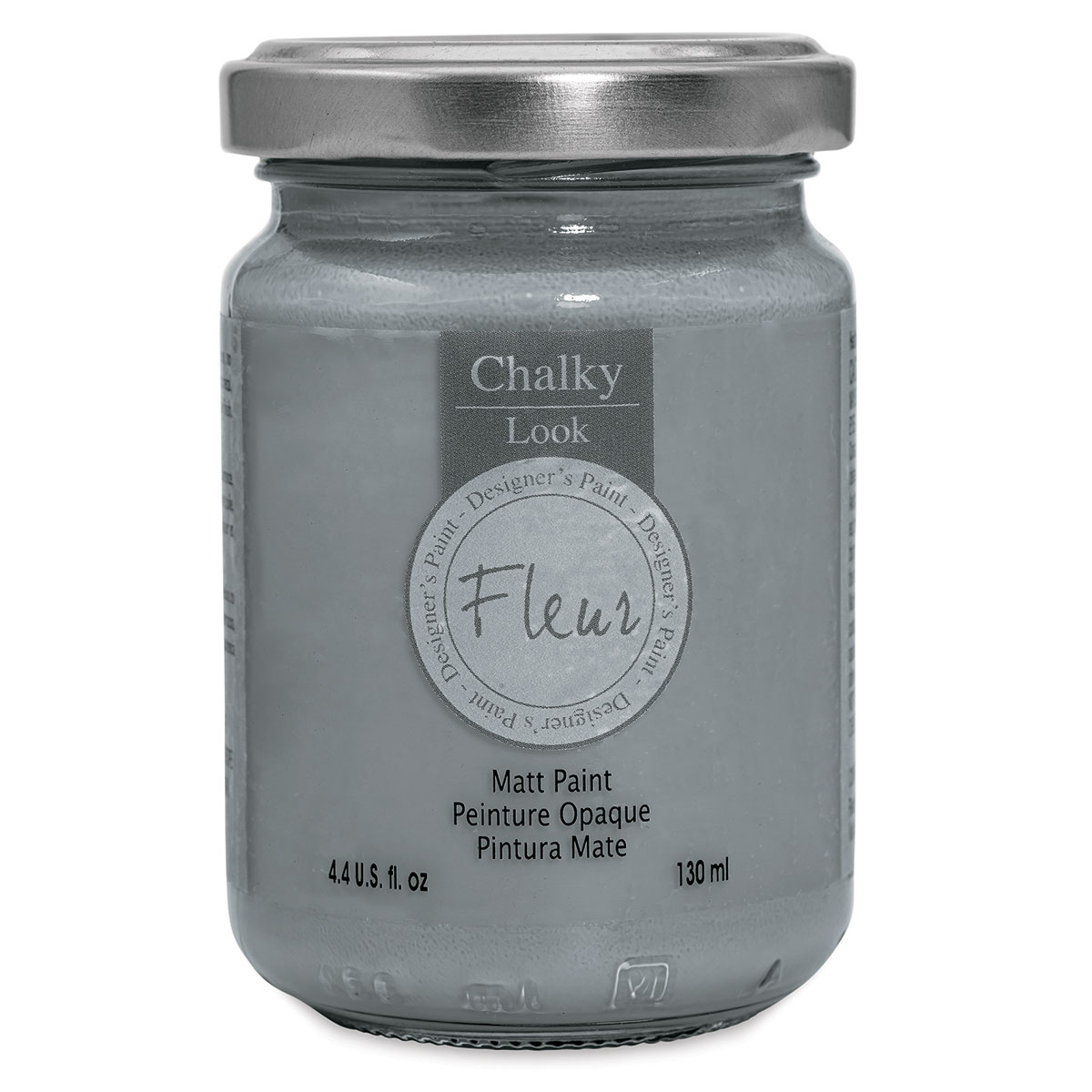 Fleur Chalky Look Paint - Smoky, 4.4 oz jar
