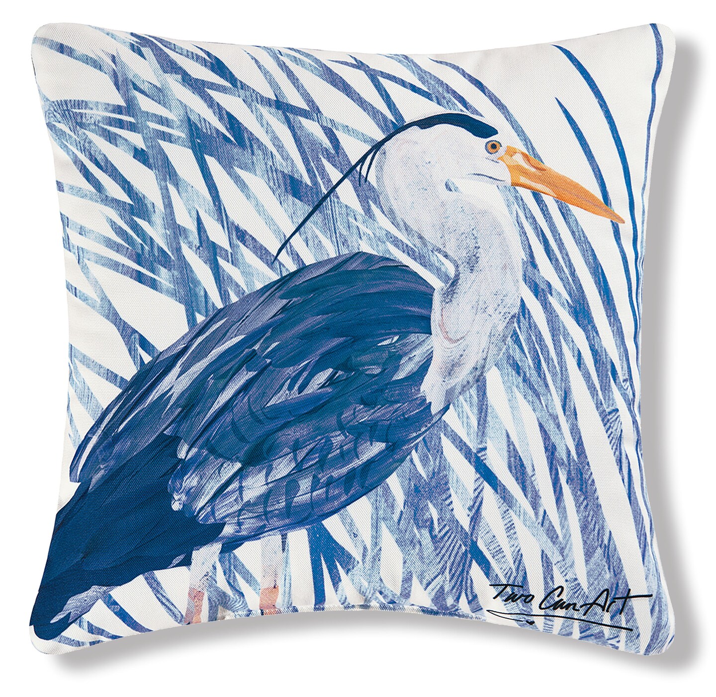 18&#x22; x 18&#x22; Blue Heron Coastal Indoor/Outdoor Decorative Throw Pillow