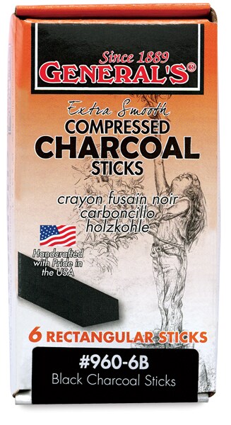 General's Jumbo Charcoal Sticks - 6B, Box of 6 Ssticks