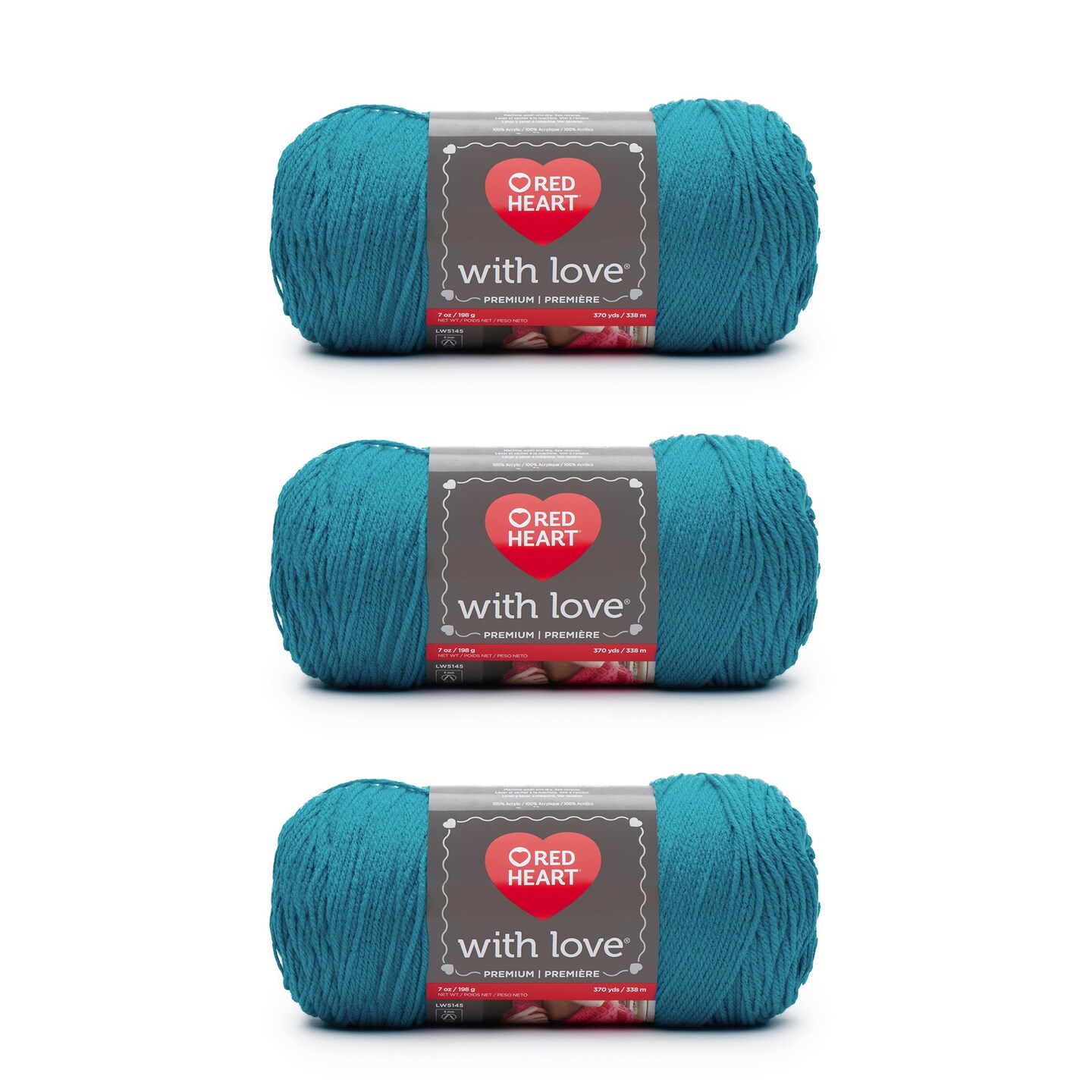 Red Heart With Love Blue Hawaii Yarn - 3 Pack of 198g/7oz - Acrylic - 4  Medium (Worsted) - 370 Yards - Knitting/Crochet