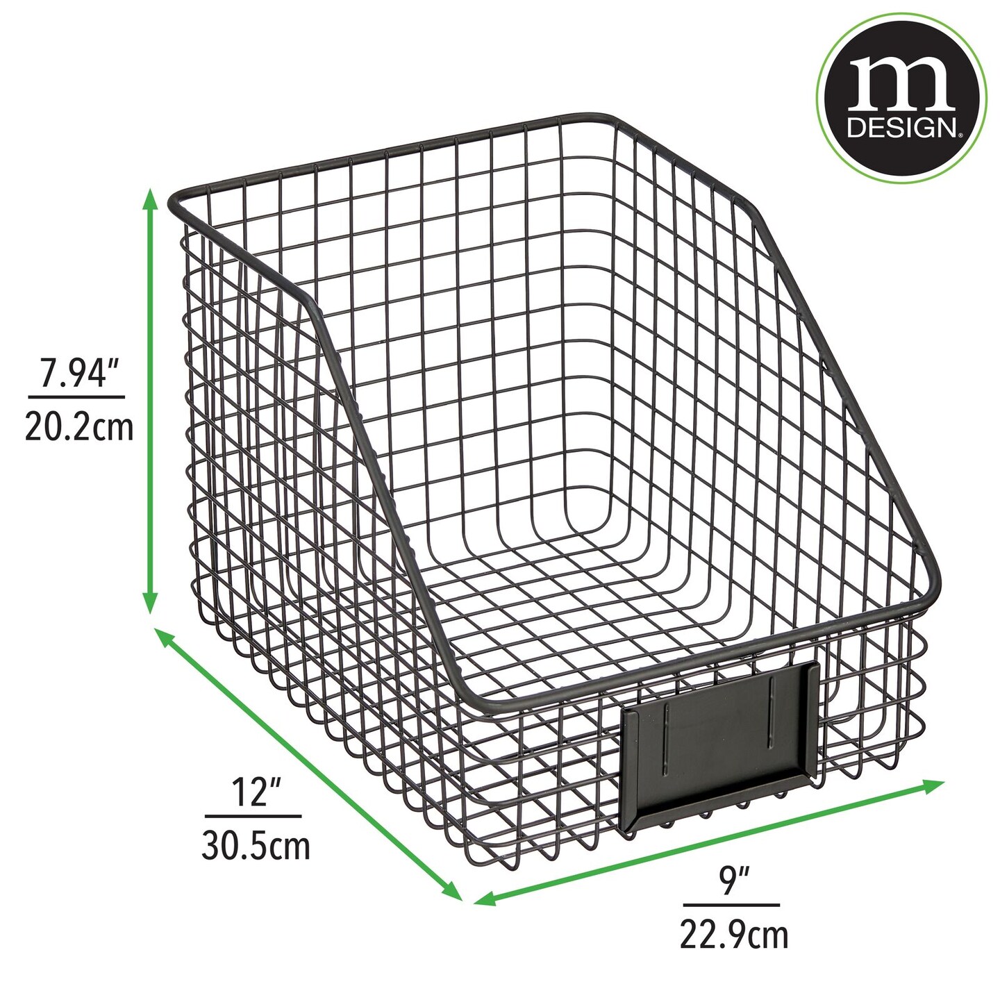 mDesign Slanted Front Kitchen Pantry Storage Organizer Basket - 2 Pack