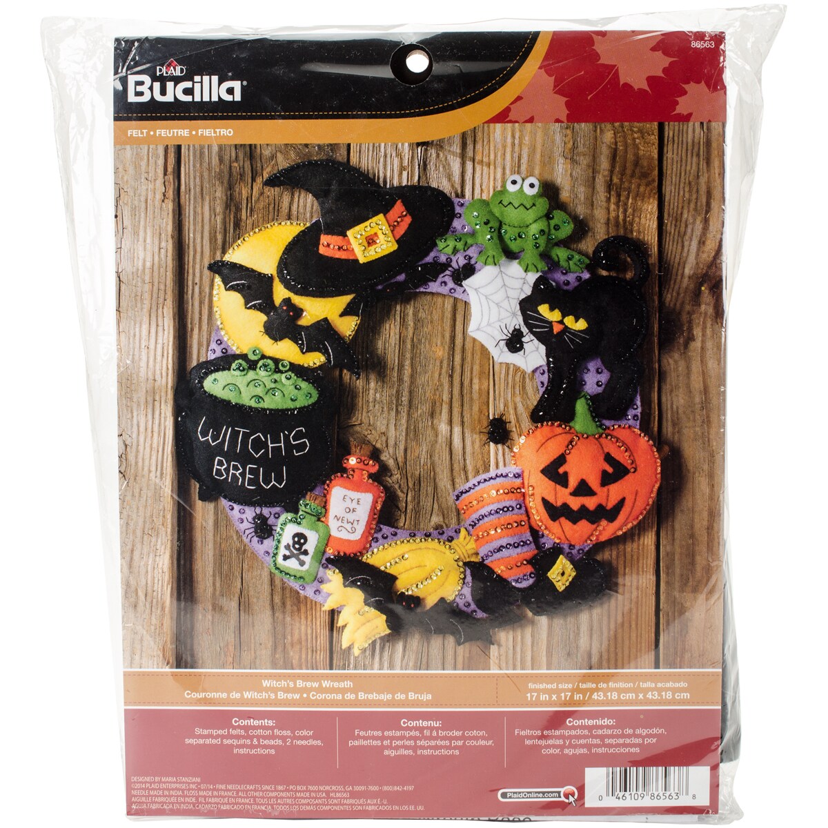 Bucilla Felt Wreath Applique Kit 17&#x22; Round-Witch&#x27;s Brew
