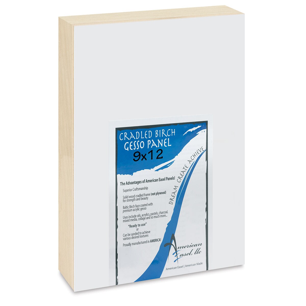 American Easel Gessoed Wood Painting Panel 9" x 12", 15/8" Deep