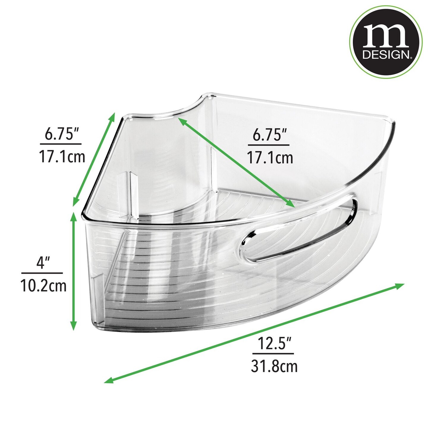 mDesign Lazy Susan Kitchen Food Storage Organizer Bin, 1/4 Wedge, 4 Pack