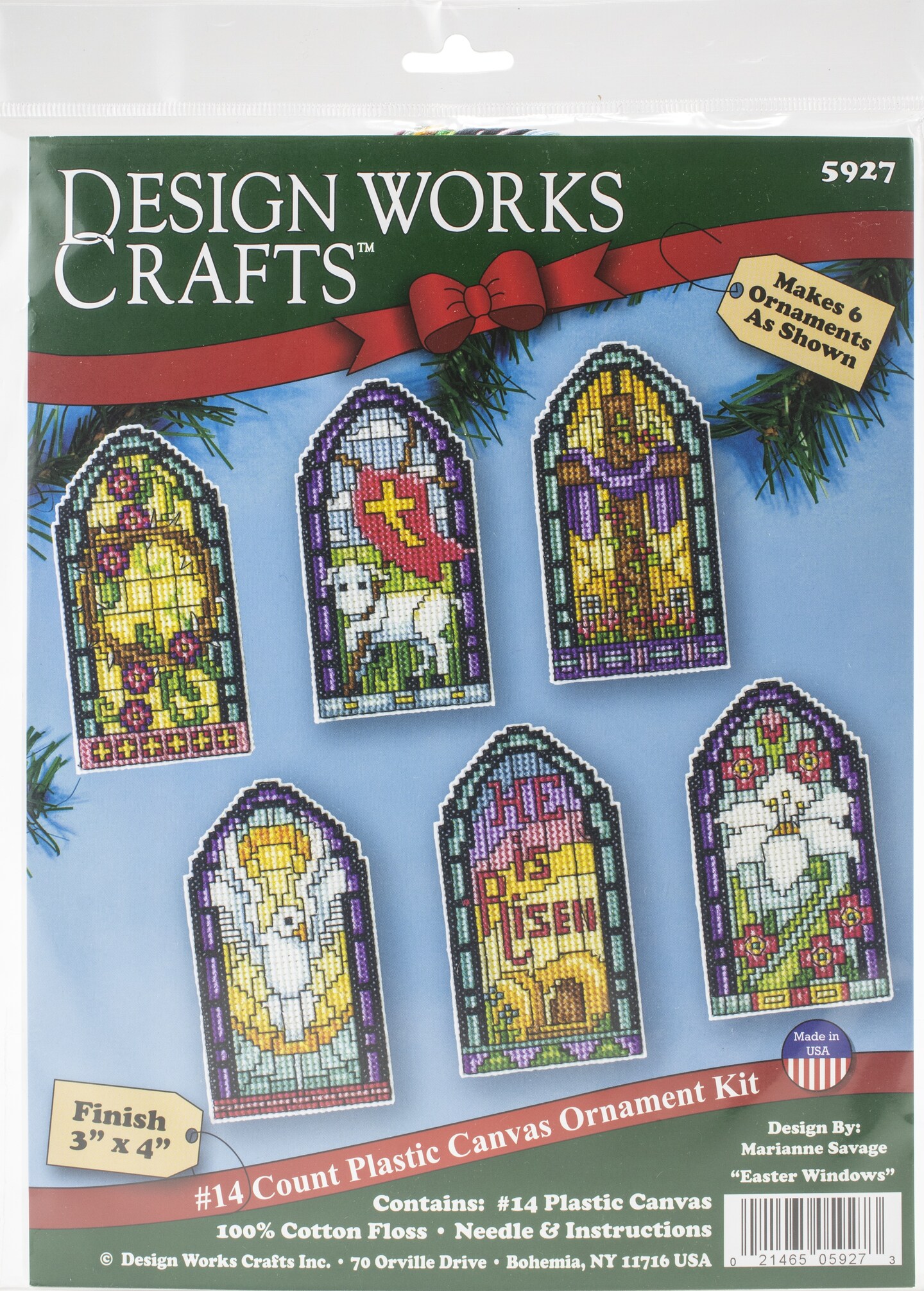 Design Works Plastic Canvas Ornament Kit 2"X4" Set Of 6-Stained Glass