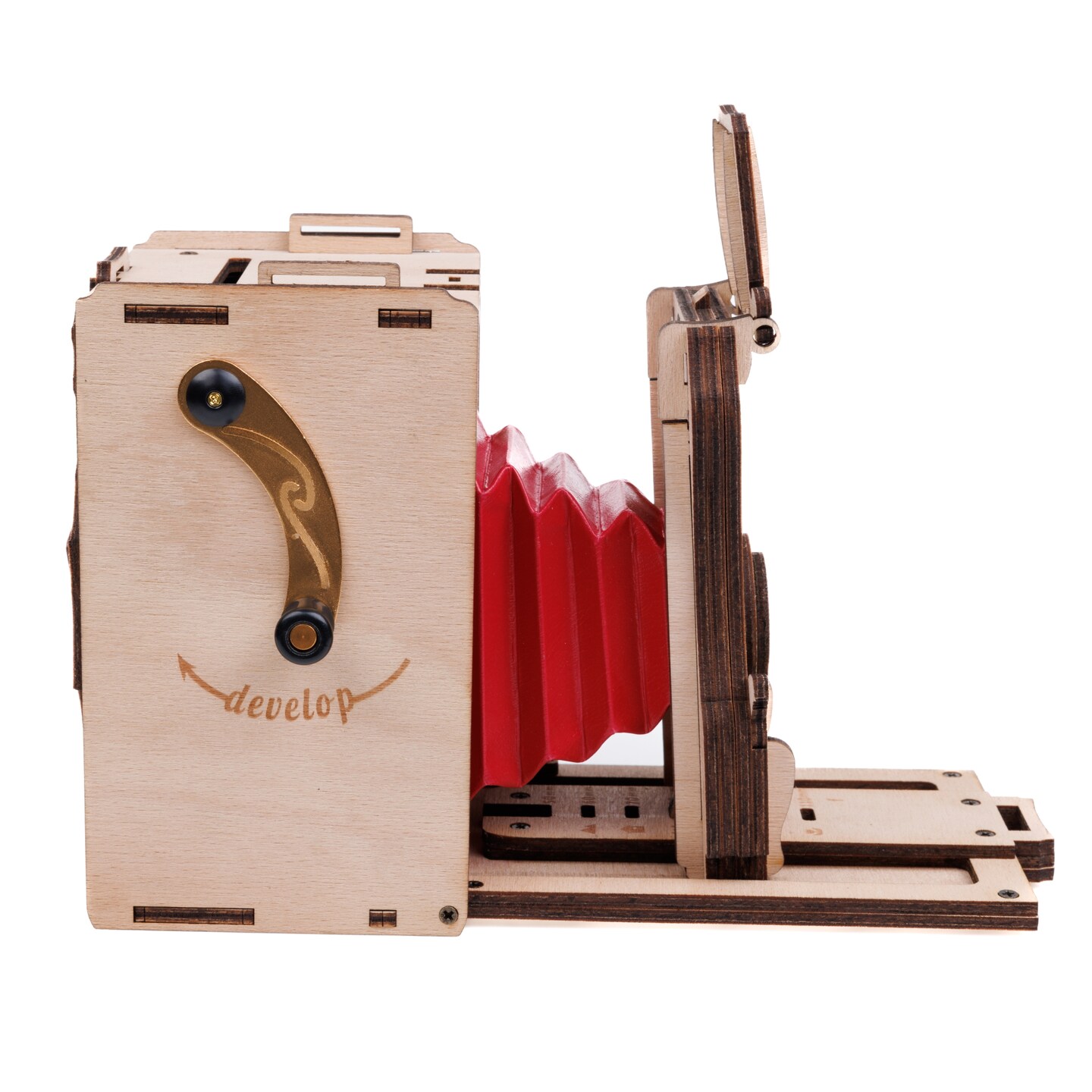 Pinhole Instant Film Camera Building Set - 3D Wooden Puzzle for Adults - Retro Vintage Steampunk Mechanical Wood Model to Build - Compatible with Instax Mini Film (Not Included)