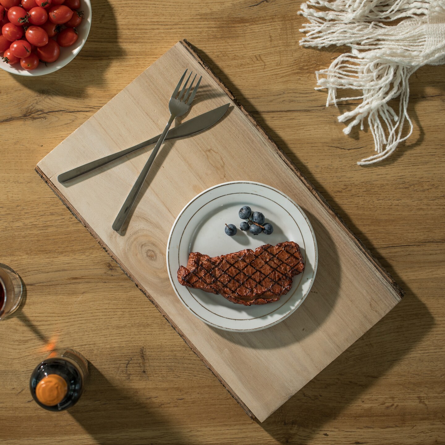 Rustic Natural Tree Log Wooden Rectangular Shape Serving Tray Cutting Board