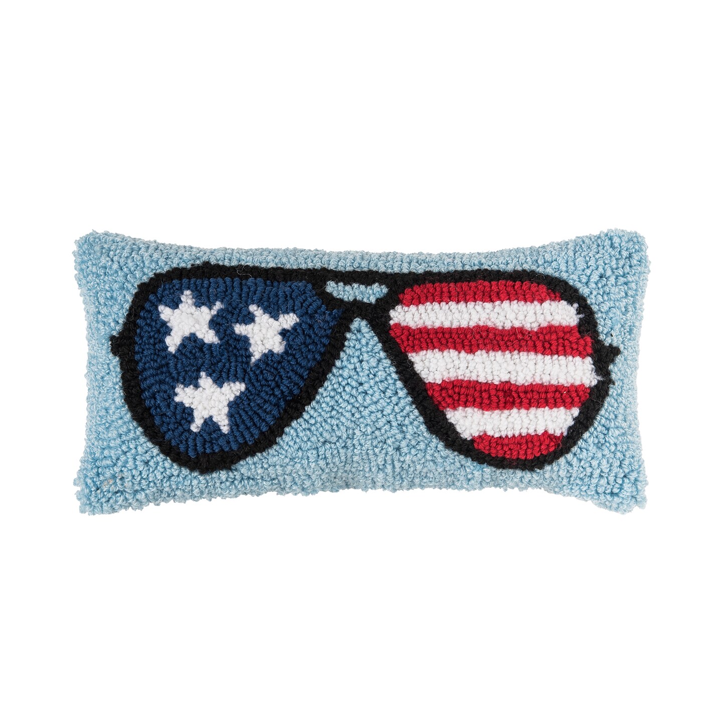 6" x 12" Patriotic Sunglasses 4th of July Hooked Rectangle Small Throw